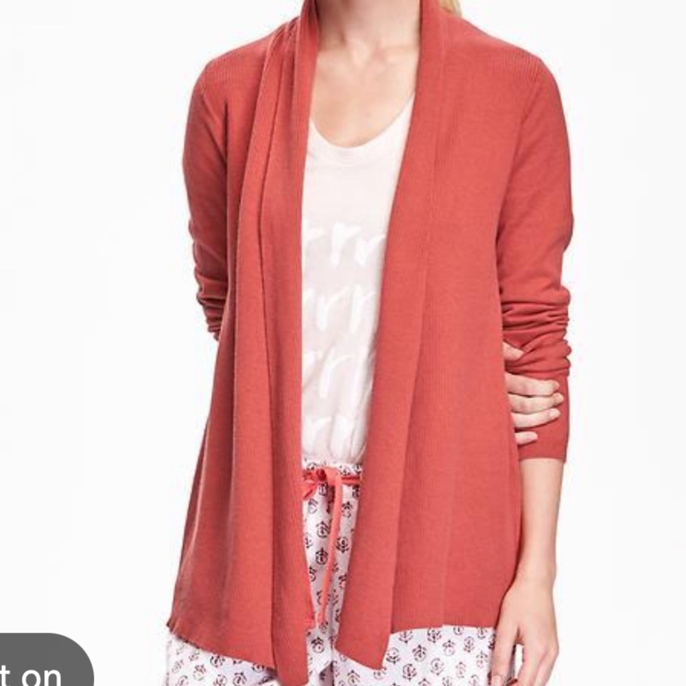Women's Open-Front Coral Ribbed Cardigan